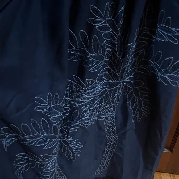 Sleeveless Navy Blue Maxi Dress embroidered hem - Picture 3 of 3